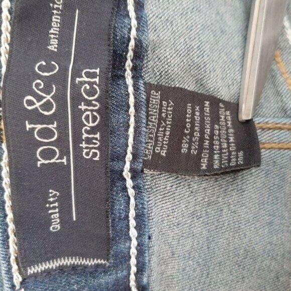 PD&C Stretch Distressed Slim Blue Jeans Men's Sz 33 - Picture 8 of 10